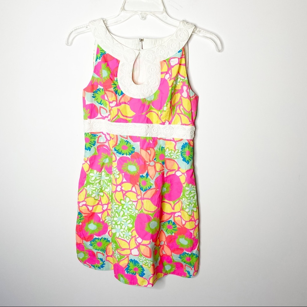 Lilly Pulitzer Pink Floral Candice Ice Cream Social Halter Dress Size 0